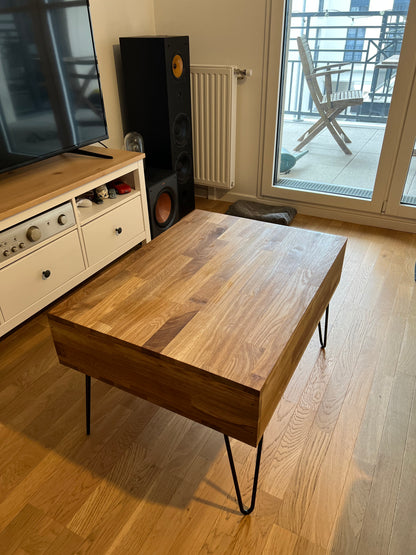 Table relevable en chêne massif 100x60cm