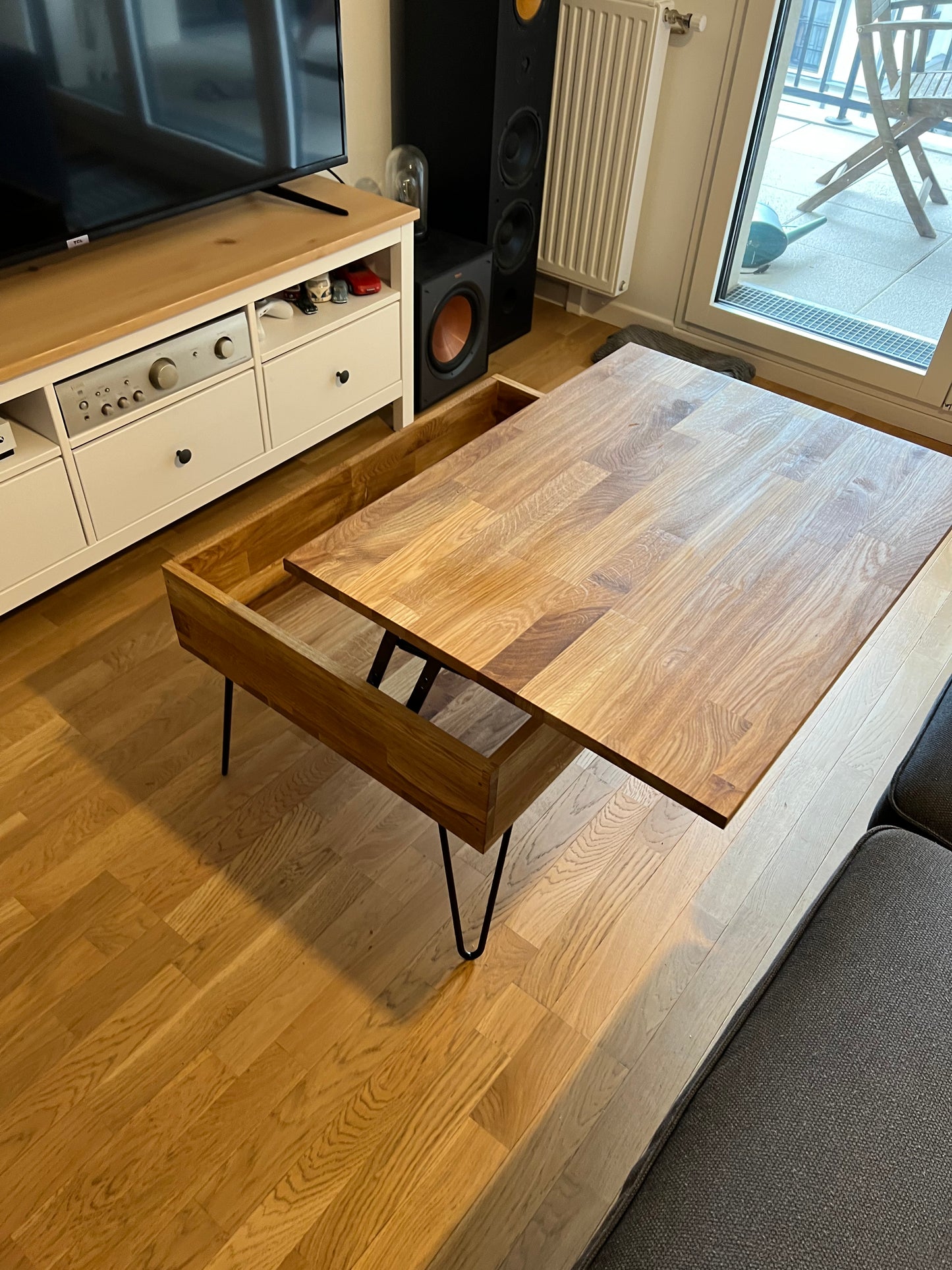 Table relevable en chêne massif 100x60cm